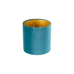 QAZQA Lampenschirme*Velour Lampenschirm blau 20/20/20 mit goldener Innenseite