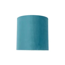 QAZQA Lampenschirme*Velour Lampenschirm blau 20/20/20 mit goldener Innenseite