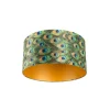 QAZQA Lampenschirme*Velour Lampenschirm Pfau Design 50/50/25 mit goldenem Interieur