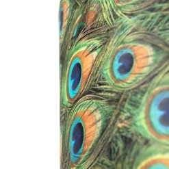 QAZQA Lampenschirme*Velour Lampenschirm Pfau Design 50/50/25 mit goldenem Interieur