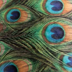 QAZQA Lampenschirme*Velour Lampenschirm Pfau Design 50/50/25 mit goldenem Interieur