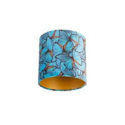 QAZQA Lampenschirme*Velour Lampenschirm Schmetterling Design 20/20/20 goldene Innenseite