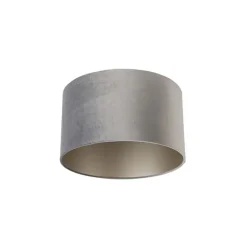 QAZQA Lampenschirme*Velours Lampenschirm grau 35/35/20