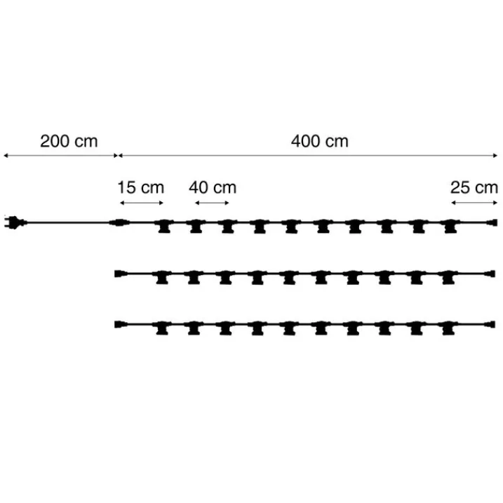 QAZQA Gartenbeleuchtung|Lichterkette*Verbindbare schwarze Lichterkette mit Stecker 18m inkl. E27 30-Lichter IP44 - Lubber