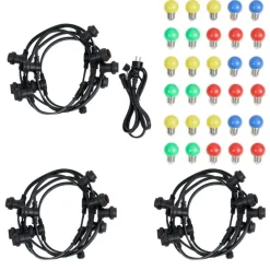 QAZQA Gartenbeleuchtung|Lichterkette*Verbindbare schwarze Lichterkette mit Stecker 18m inkl. E27 30-Lichter IP44 - Lubber