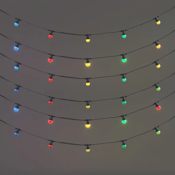 QAZQA Gartenbeleuchtung|Lichterkette*Verbindbare schwarze Lichterkette mit Stecker 18m inkl. E27 30-Lichter IP44 - Lubber