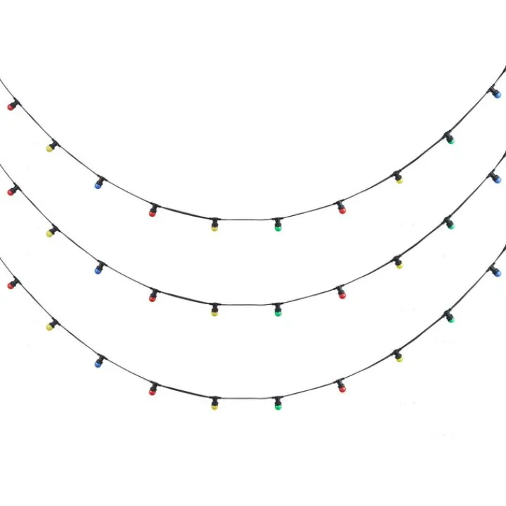 QAZQA Gartenbeleuchtung|Lichterkette*Verbindbare schwarze Lichterkette mit Stecker 18m inkl. E27 30-Lichter IP44 - Lubber