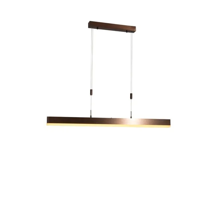 QAZQA Schlafzimmerlampen|Küchenlampen*Verstellbare Hängelampe Dunkelbronze inkl. dimmbarer LED - Lamba