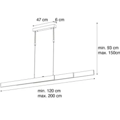 QAZQA Schlafzimmerlampen|Küchenlampen*Verstellbare Hängelampe Dunkelbronze inkl. dimmbarer LED - Lamba