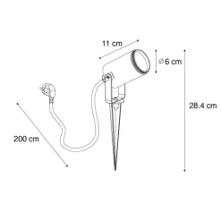 QAZQA Gartenbeleuchtung|Außenstrahler*Verstellbarer schwarzer Spike-Strahler IP65 - Solo Eco