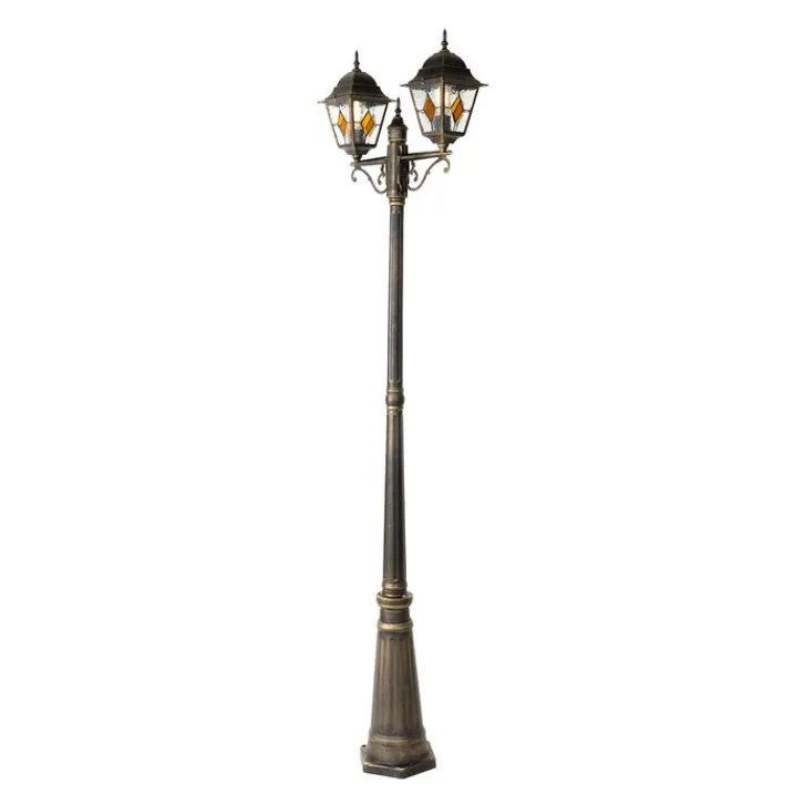 QAZQA Gartenbeleuchtung|Laternen Außen*Vintage Außenlaterne Antikgold 240 cm 2-flammig - Antigua