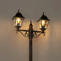 QAZQA Gartenbeleuchtung|Laternen Außen*Vintage Außenlaterne Antikgold 240 cm 2-flammig - Antigua