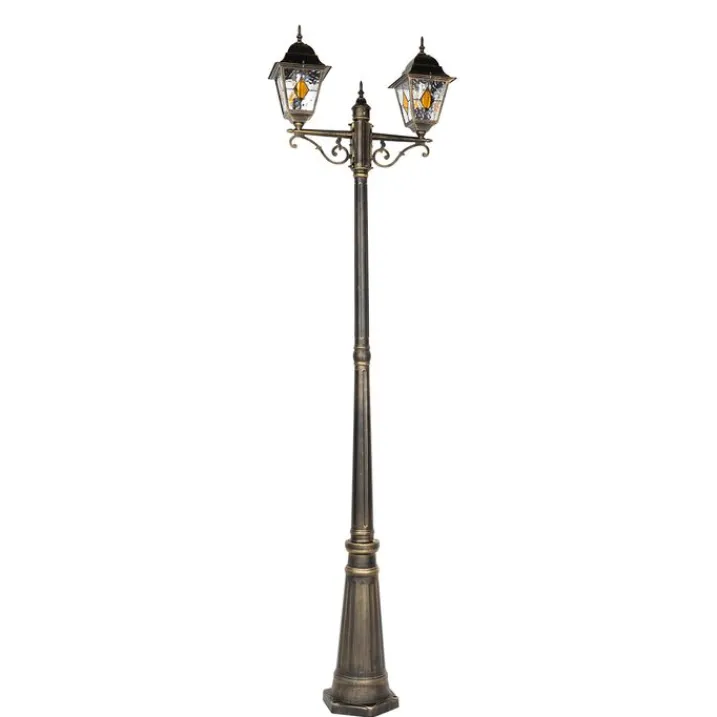 QAZQA Gartenbeleuchtung|Laternen Außen*Vintage Außenlaterne Antikgold 240 cm 2-flammig - Antigua