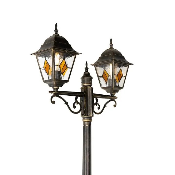 QAZQA Gartenbeleuchtung|Laternen Außen*Vintage Außenlaterne Antikgold 240 cm 2-flammig - Antigua