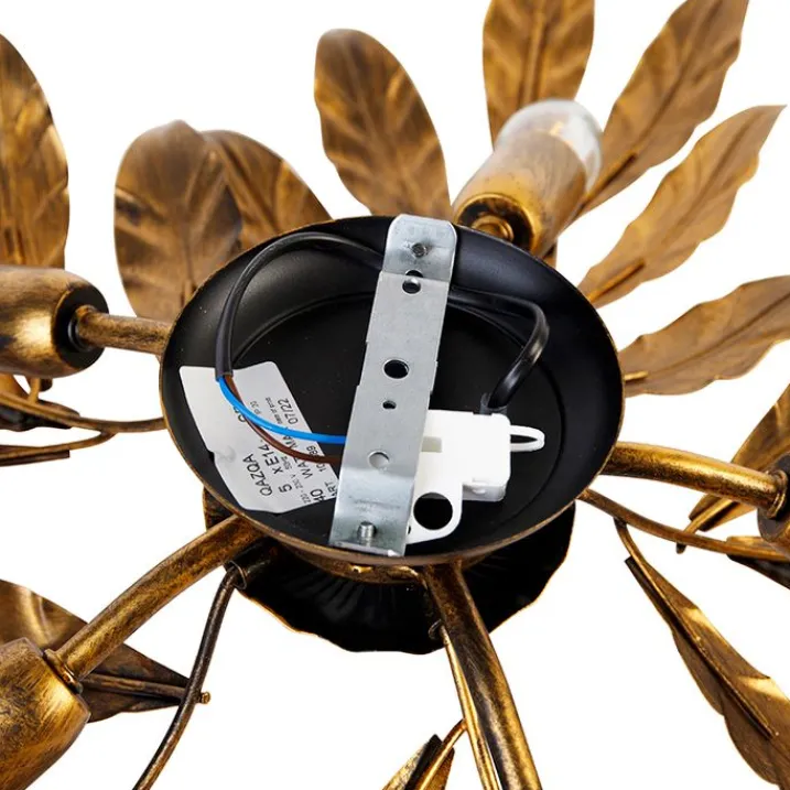 QAZQA Küchenlampen|Deckenleuchten*Vintage Deckenlampe Antik Gold 5-flammig - Linde