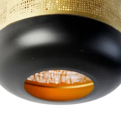 QAZQA Deckenleuchten|Wohnzimmerlampen*Vintage Deckenlampe schwarz mit Messing - Kayleigh