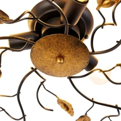 QAZQA Deckenleuchten|Wohnzimmerlampen*Vintage Deckenlampe schwarz mit Gold 50 cm 3 Lichter - Foglie