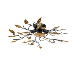 QAZQA Deckenleuchten|Wohnzimmerlampen*Vintage Deckenlampe schwarz mit Gold 50 cm 3 Lichter - Foglie