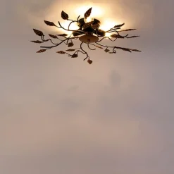 QAZQA Deckenleuchten|Wohnzimmerlampen*Vintage Deckenlampe schwarz mit Gold 50 cm 3 Lichter - Foglie