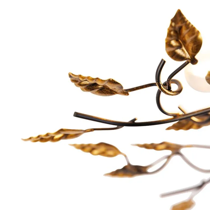 QAZQA Deckenleuchten|Wohnzimmerlampen*Vintage Deckenlampe schwarz mit Gold 50 cm 3 Lichter - Foglie