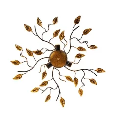 QAZQA Deckenleuchten|Wohnzimmerlampen*Vintage Deckenlampe schwarz mit Gold 50 cm 3 Lichter - Foglie