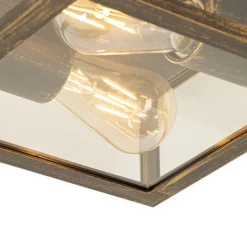 QAZQA Badezimmerlampen|Deckenleuchten Außen*Vintage Deckenleuchte Antikgold IP44 2-flammig - Charlois