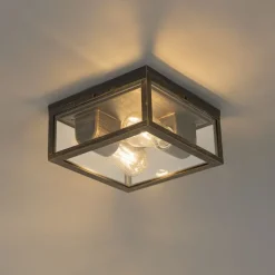 QAZQA Badezimmerlampen|Deckenleuchten Außen*Vintage Deckenleuchte Antikgold IP44 2-flammig - Charlois