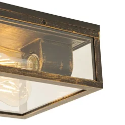 QAZQA Badezimmerlampen|Deckenleuchten Außen*Vintage Deckenleuchte Antikgold IP44 2-flammig - Charlois
