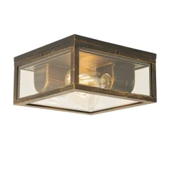 QAZQA Badezimmerlampen|Deckenleuchten Außen*Vintage Deckenleuchte Antikgold IP44 2-flammig - Charlois