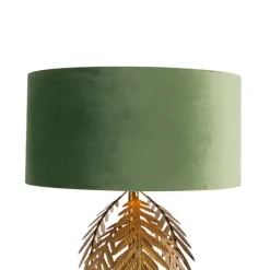 QAZQA Stehlampen|Wohnzimmerlampen*Vintage goldene Stehlampe mit grünem Samtschirm - Botanica
