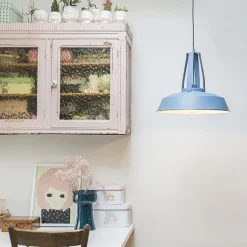 QAZQA Pendelleuchten|Wohnzimmerlampen*Vintage Hängelampe Blau Rund 43cm - Living