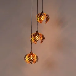 QAZQA Pendelleuchten|Wohnzimmerlampen*Vintage Hängelampe Messing 3-flammig - Botanica