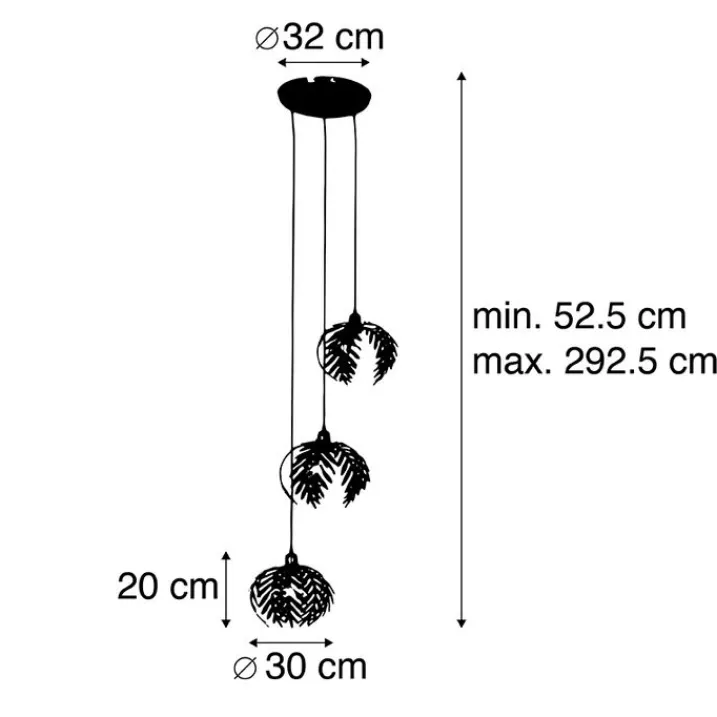 QAZQA Pendelleuchten|Wohnzimmerlampen*Vintage Hängelampe Messing 3-flammig - Botanica