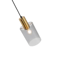 QAZQA Pendelleuchten|Wohnzimmerlampen*Vintage Hängelampe Messing mit Rauchglas - Vidra