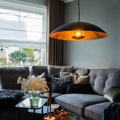 QAZQA Pendelleuchten|Wohnzimmerlampen*Vintage Hängelampe schwarz mit Gold 60 cm - Emilienne Novo