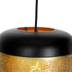 QAZQA Pendelleuchten|Wohnzimmerlampen*Vintage Hängelampe schwarz mit Messing länglich 3-flammig - Kayleigh