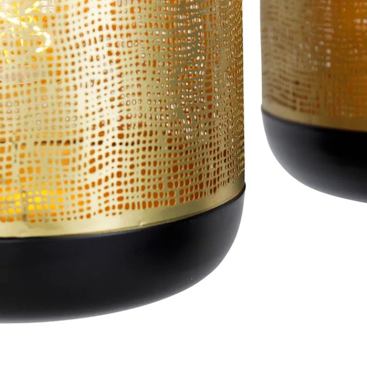 QAZQA Pendelleuchten|Wohnzimmerlampen*Vintage Hängelampe schwarz mit Messing länglich 3-flammig - Kayleigh