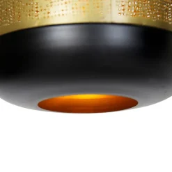 QAZQA Pendelleuchten|Wohnzimmerlampen*Vintage Hängelampe schwarz mit Messing länglich 3-flammig - Kayleigh