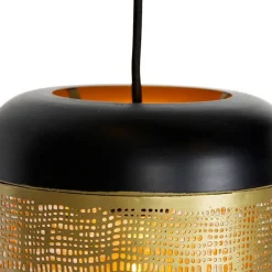 QAZQA Pendelleuchten|Wohnzimmerlampen*Vintage Hängelampe schwarz mit Messing rund 3-flammig - Kayleigh