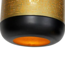 QAZQA Pendelleuchten|Wohnzimmerlampen*Vintage Hängelampe schwarz mit Messing rund 3-flammig - Kayleigh