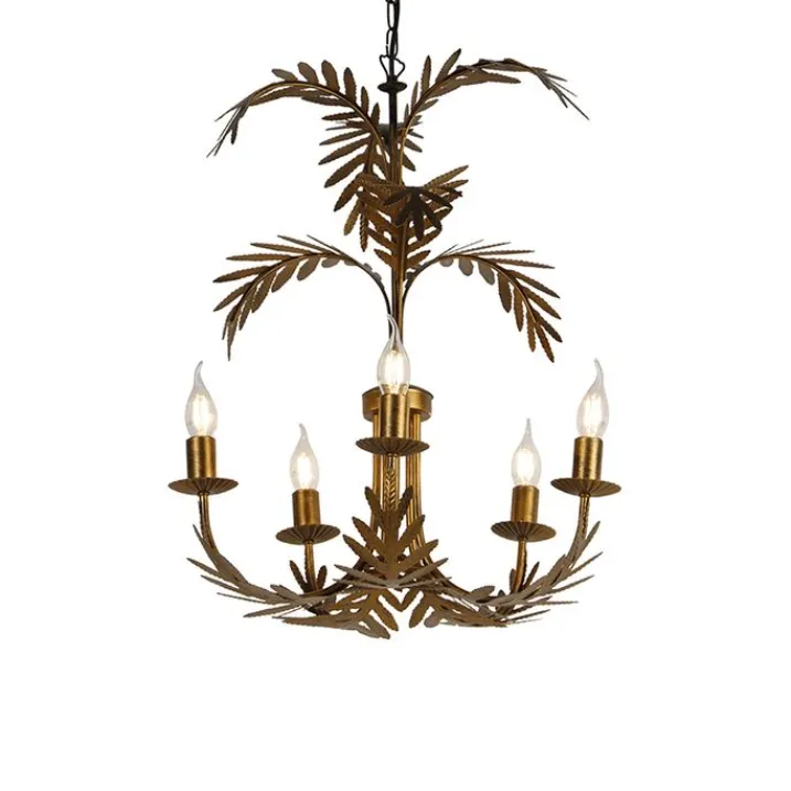 QAZQA Led-Kronleuchter|Kronleuchter*Vintage Kronleuchter Gold 5-Licht - Botanica
