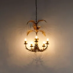 QAZQA Led-Kronleuchter|Kronleuchter*Vintage Kronleuchter Gold 5-Licht - Botanica
