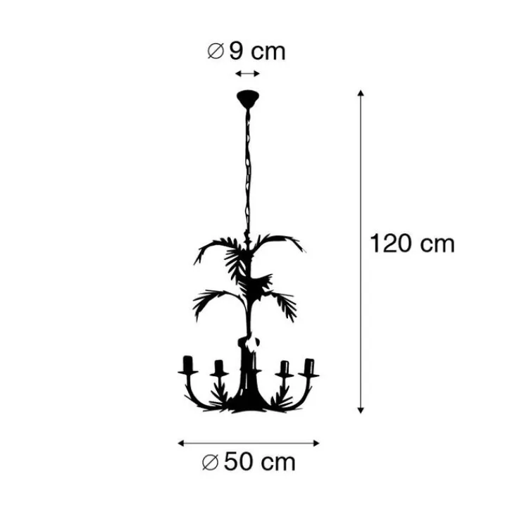 QAZQA Led-Kronleuchter|Kronleuchter*Vintage Kronleuchter Gold 5-Licht - Botanica