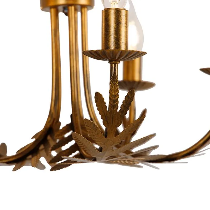 QAZQA Led-Kronleuchter|Kronleuchter*Vintage Kronleuchter Gold 5-Licht - Botanica