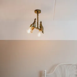 QAZQA Schlafzimmerlampen|Küchenlampen*Vintage Messing Deckenlampe 2-flammig - Papegoje