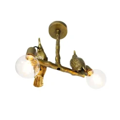 QAZQA Schlafzimmerlampen|Küchenlampen*Vintage Messing Deckenlampe 2-flammig - Papegoje