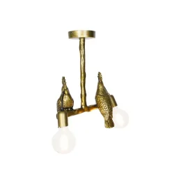 QAZQA Schlafzimmerlampen|Küchenlampen*Vintage Messing Deckenlampe 2-flammig - Papegoje