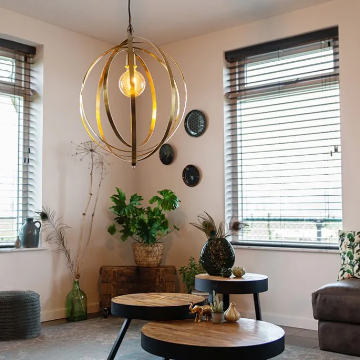 QAZQA Pendelleuchten|Wohnzimmerlampen*Vintage Messing Drehbare Hängelampe - Rings