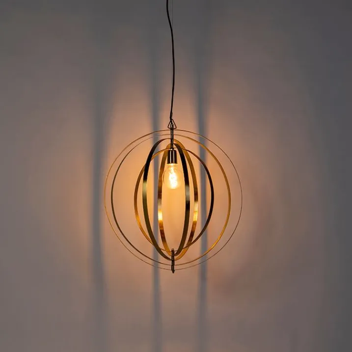QAZQA Pendelleuchten|Wohnzimmerlampen*Vintage Messing Drehbare Hängelampe - Rings