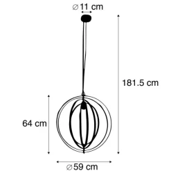QAZQA Pendelleuchten|Wohnzimmerlampen*Vintage Messing Drehbare Hängelampe - Rings